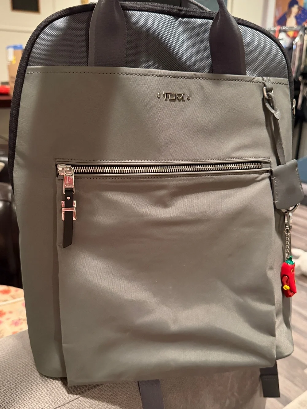 Tumi Olive Gray Men's Backpack with Black Accents